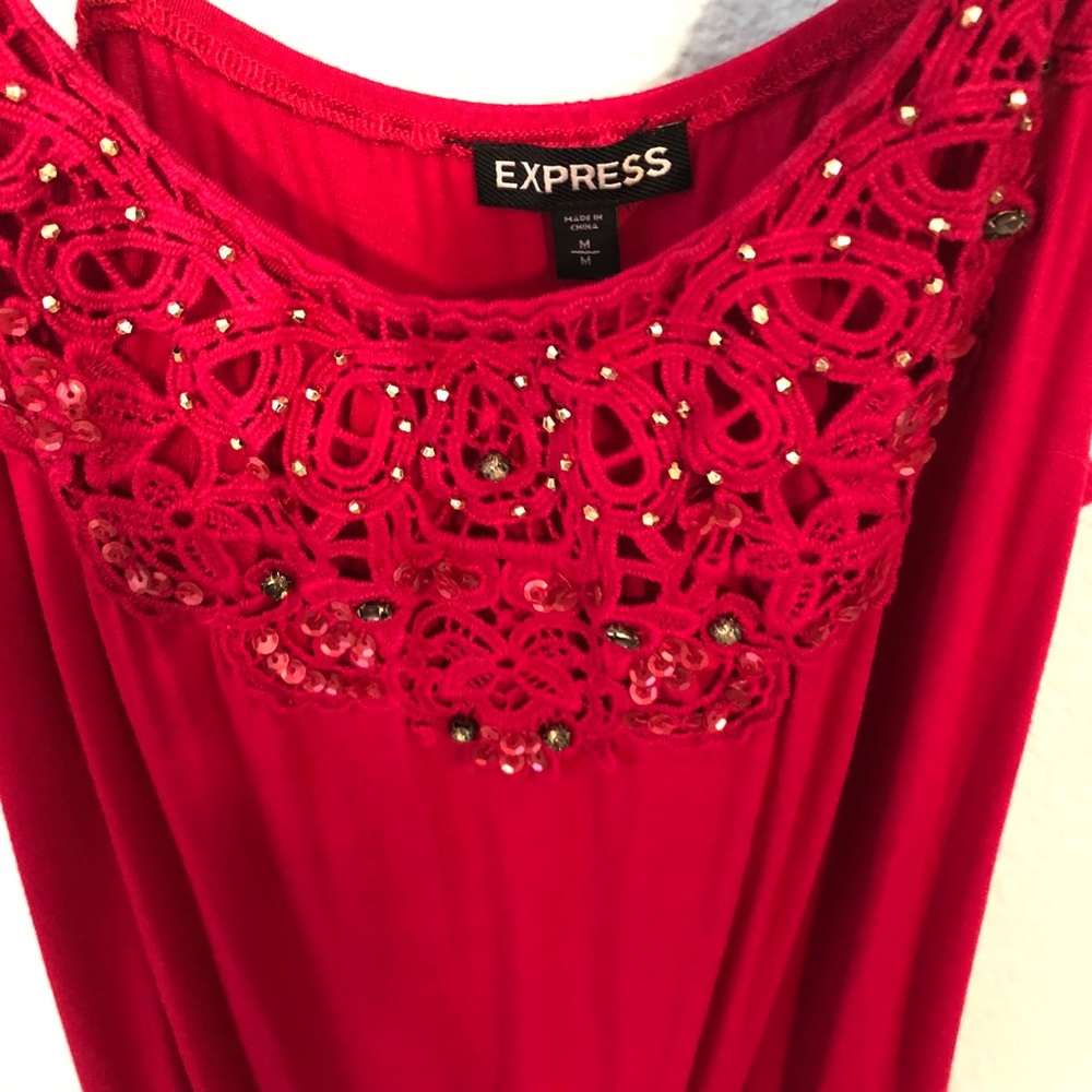 EXPRESS Pink Tank Spaghetti Rhinestone Adjustable - Picture 7 of 11